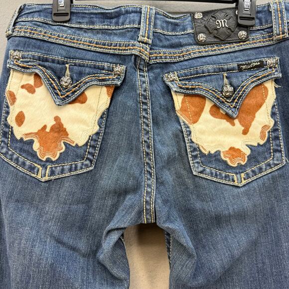 Miss Me Denim - Miss Me Jeans Women's 33 (16) Blue Boot Cut Cow Print Western Preppy Blingy